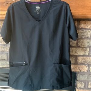 Healing Hands Black Scrub Top size xl euc